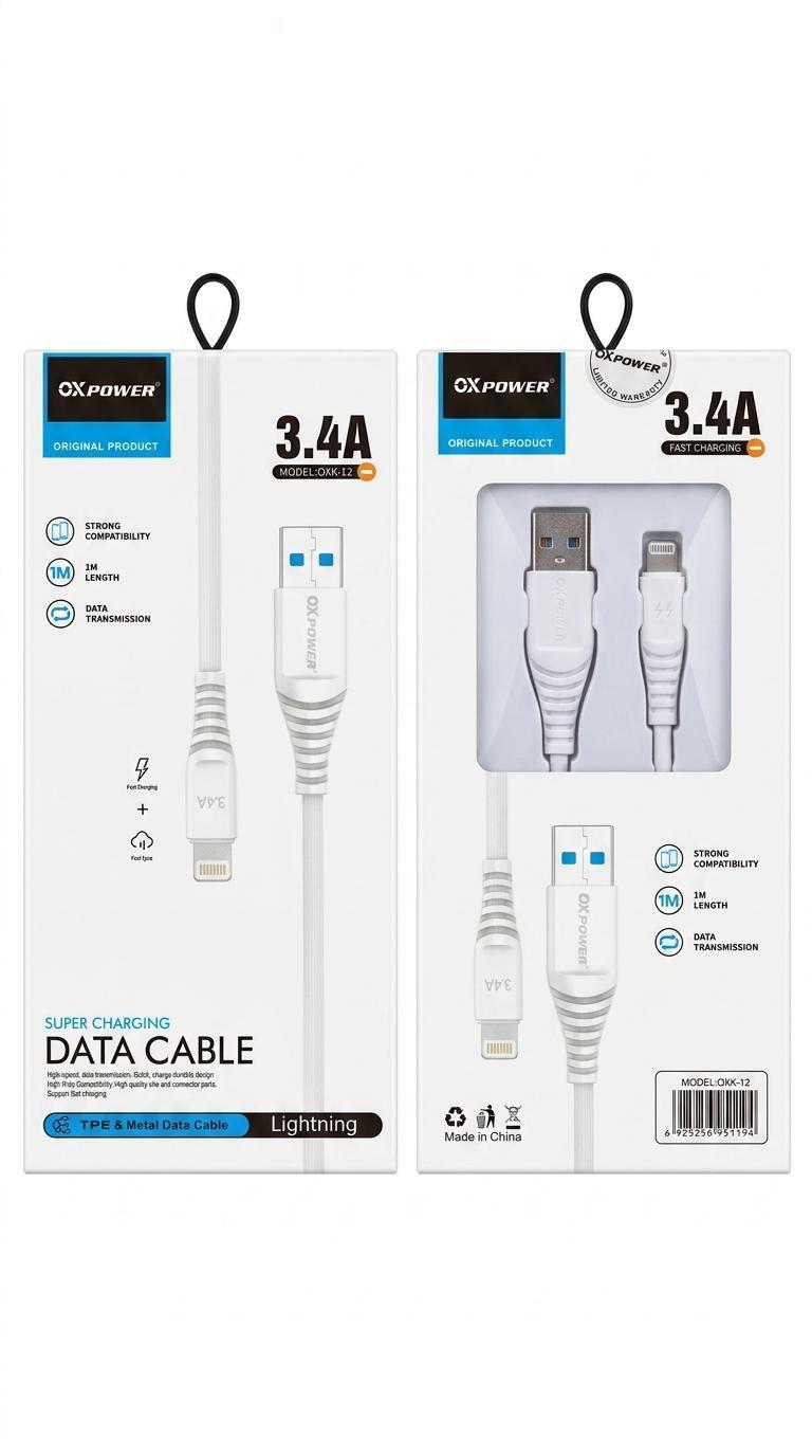 OXK-12 USB-LIGHTNING 3.4A 100CM KABLO