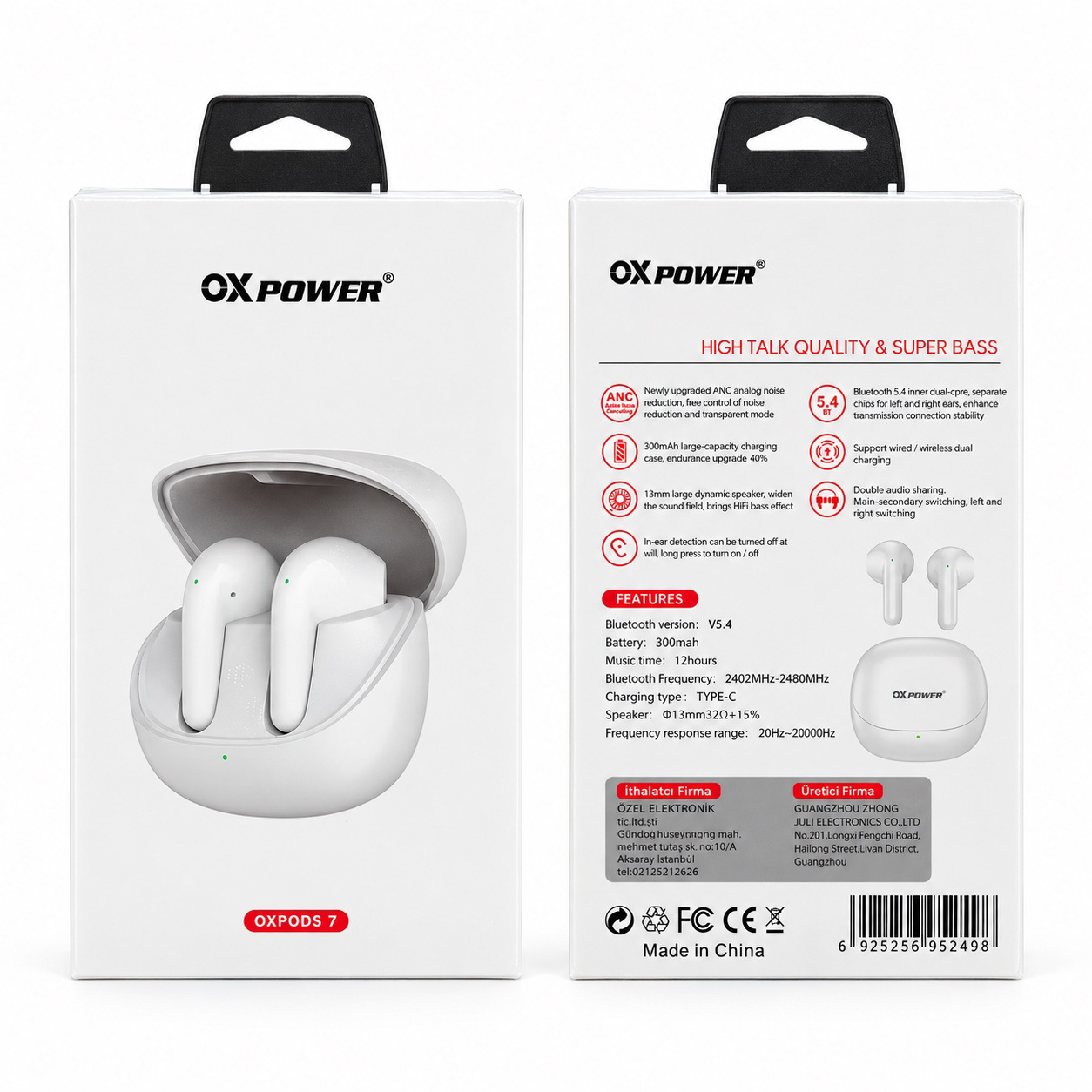 OXPODS 7 BEYAZ BT KULAKLIK